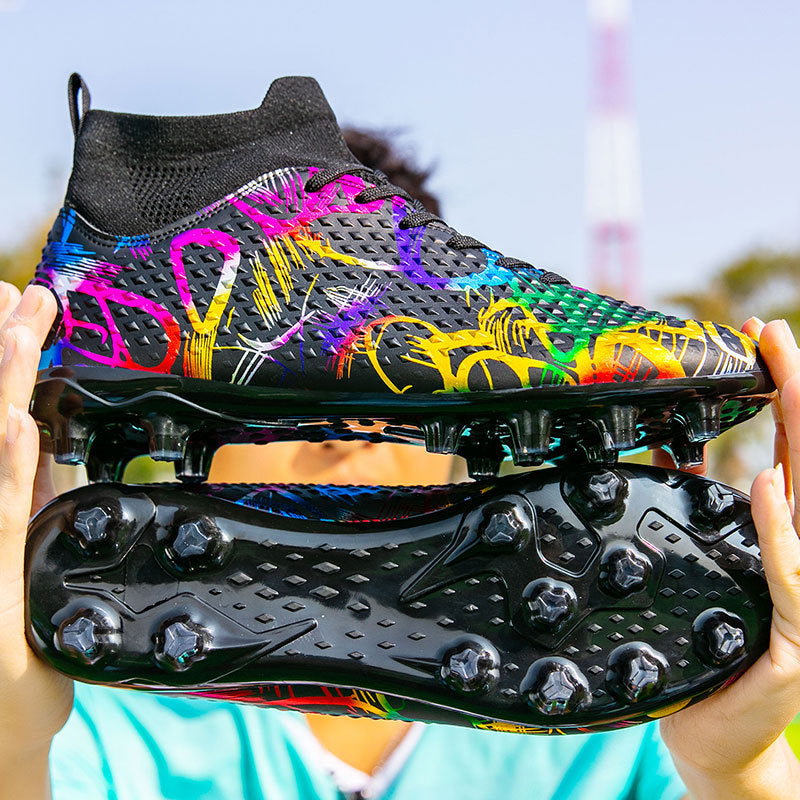 Youth Football Shoes Men and Women Long Spikes Adult Professional Sports Training Shoes Artificial Grass Non-Slip Wear-Resistant Competition Shoes