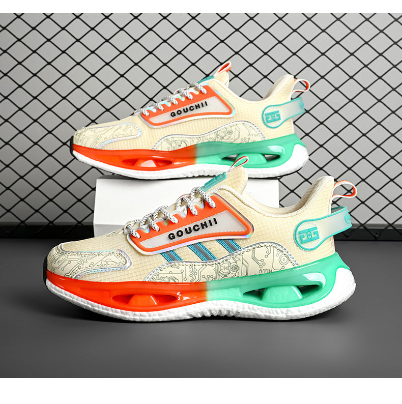 Autumn Hot-Selling Popcorn Rubber Non-Slip Wear-Resistant Sports Running Shoes Mesh Breathable Couple Trendy Casual Shoes