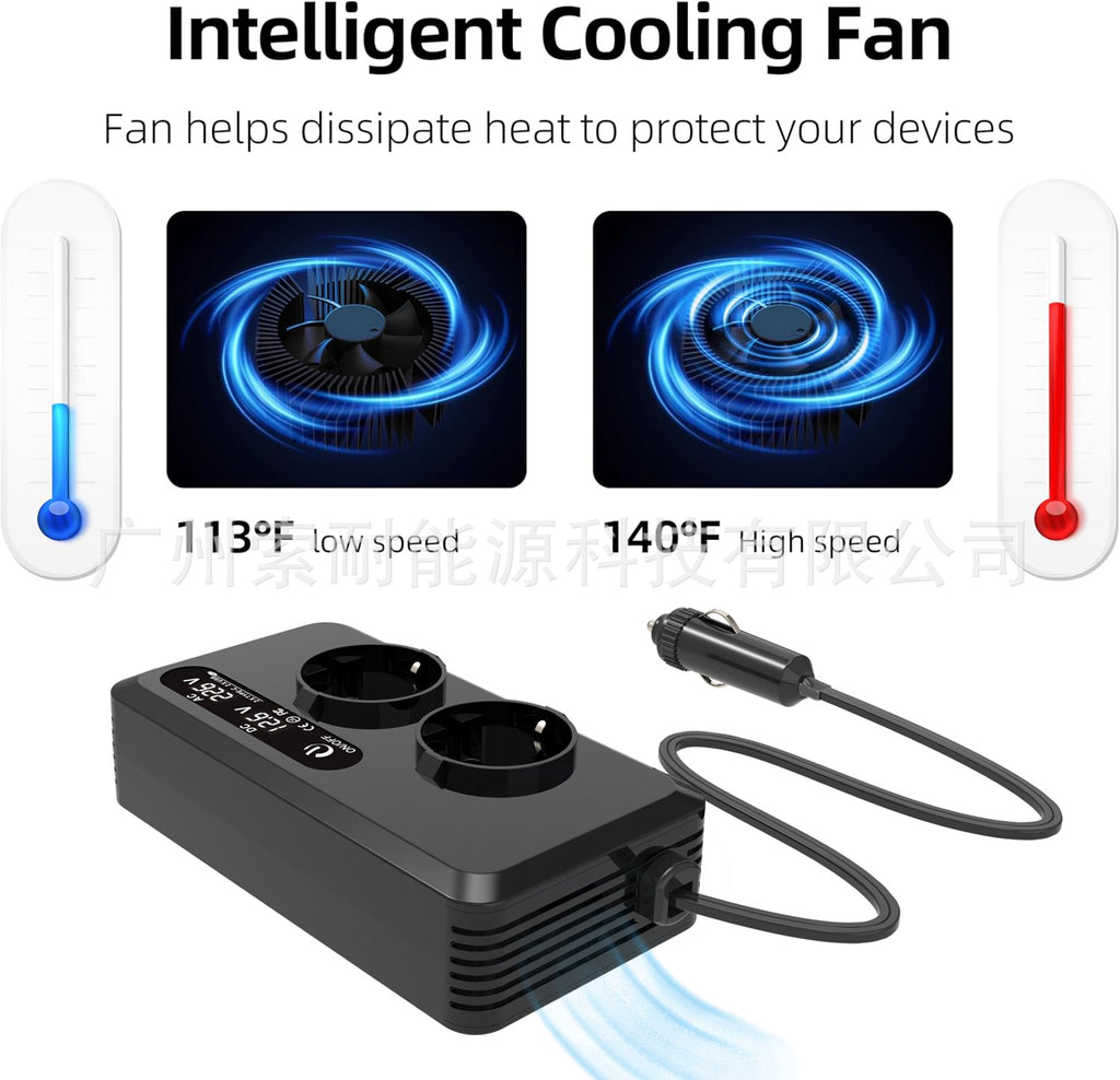 Hot Selling Car Inverter200W 12V Turn110V/220V Double USB/Type-C Mouth inverter