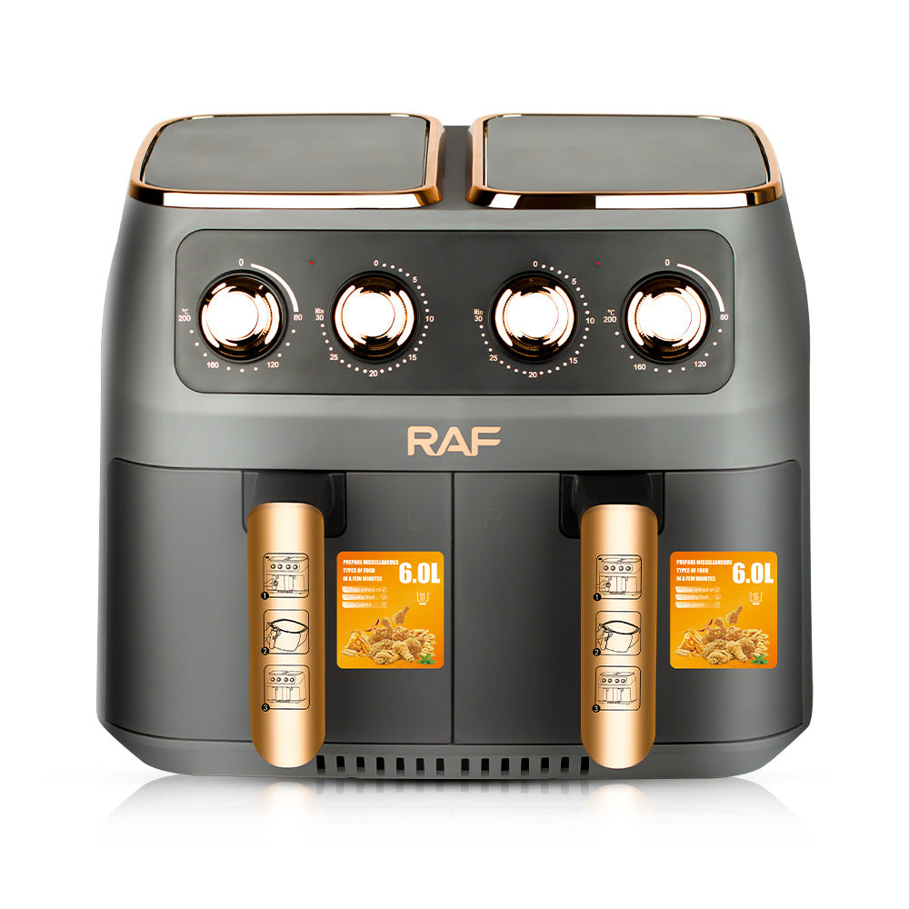 RAF European and American Standard Air Fryer Multi-Functional Household Left and Right Dual Chamber Large Capacity French Fry Electric Fryer