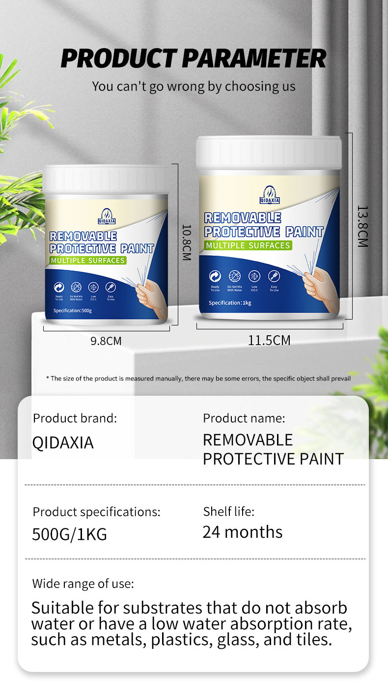 QIDAXIA Multi-Surface Removable Protective Paint Tearable Paint Peelable Water-Based Elastic Latex Paint