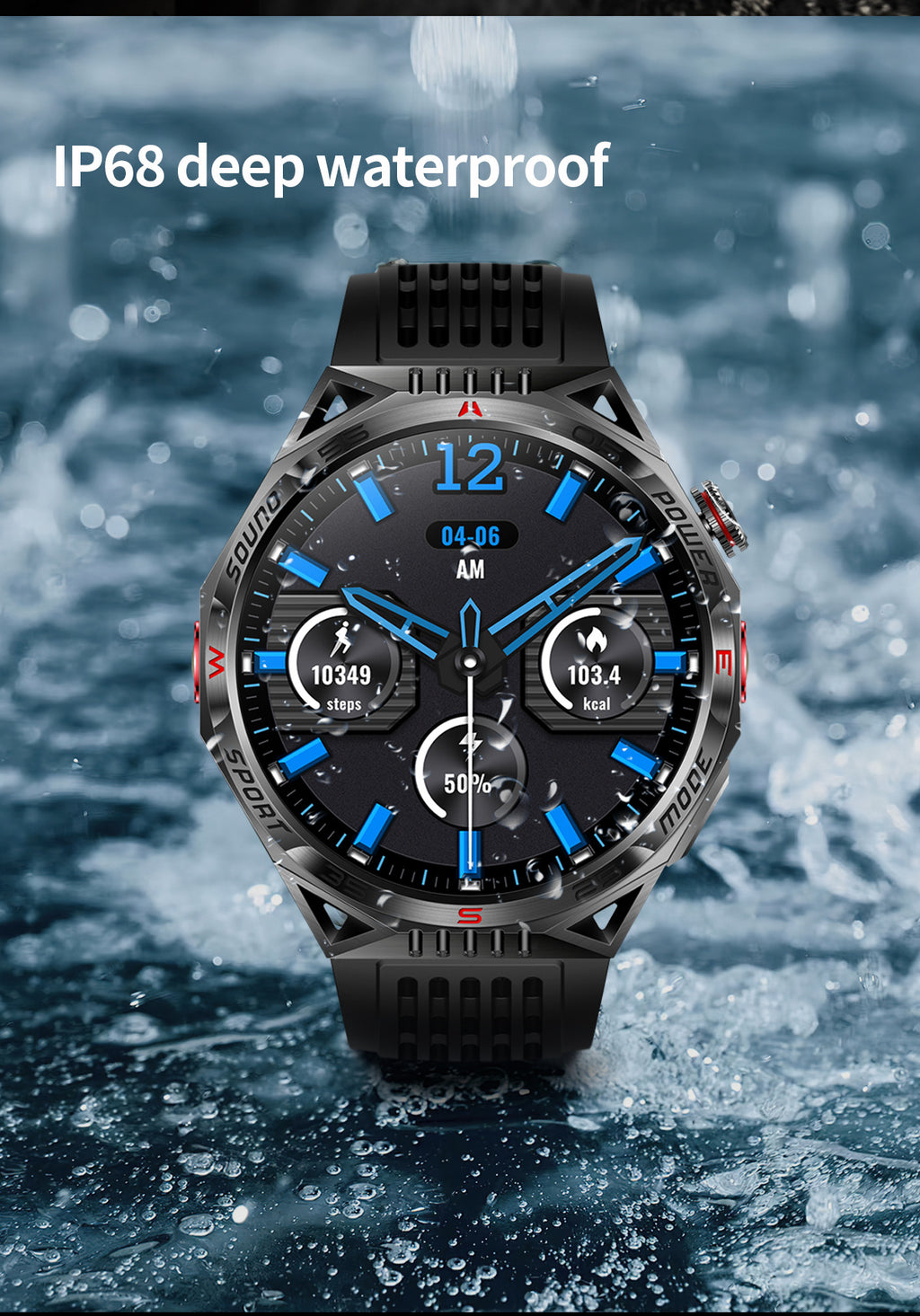 HT28Smart Watch Bluetooth Call True Heart Rate Step Sleep Breathing Training Deep Waterproof Flashlight Sports