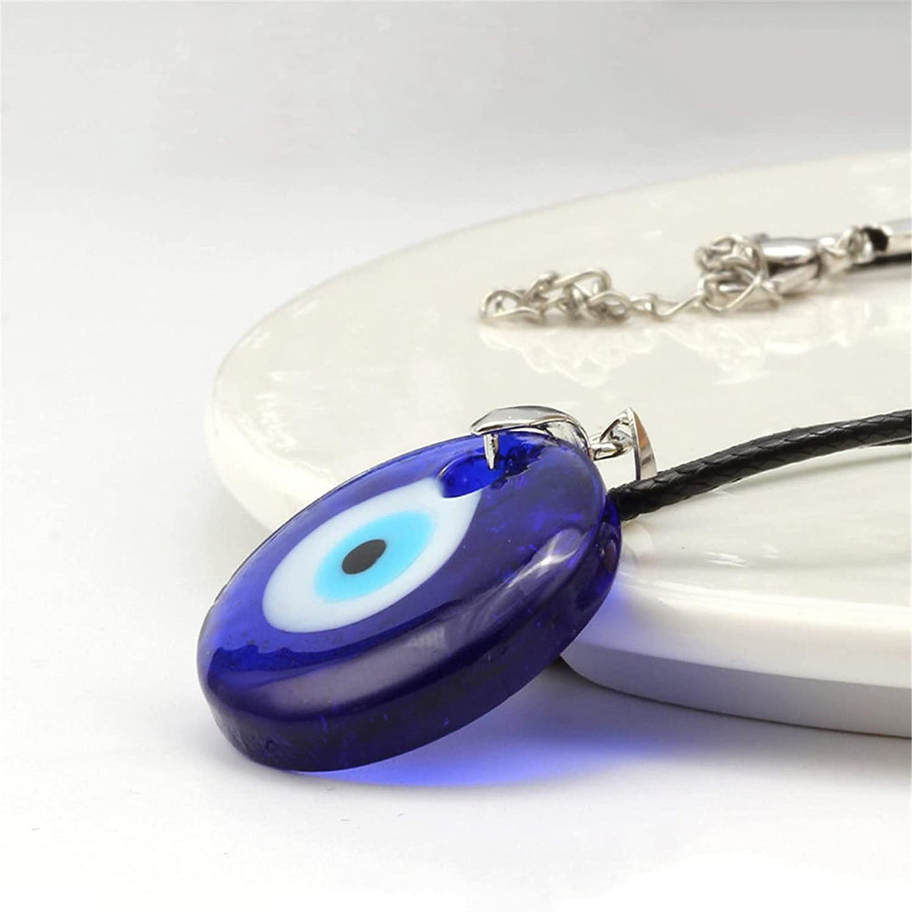 Devil's Eye Necklace European and American Wax Rope Necklace Turkish Blue Eye Women's Round Water Drop Necklace