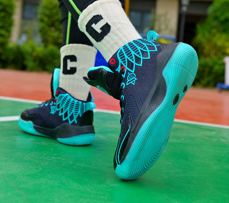 Children's Shoes Breathable Mesh Water-Resistant Sports Shoes for Teenagers Wear-Resistant Shock-Absorbing Non-Slip Professional Training Basketball Shoes