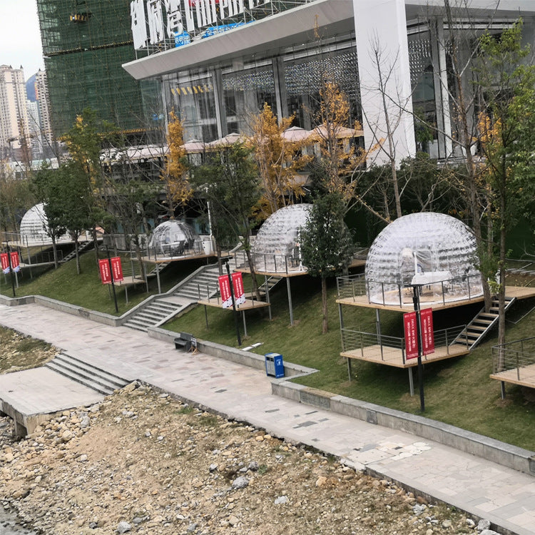 Outdoor Double-Layer Transparent Bubble Tent Rooftop Dining Inflatable Starry Sky Homestay Hotel Villa Restaurant Mongolian Yurt