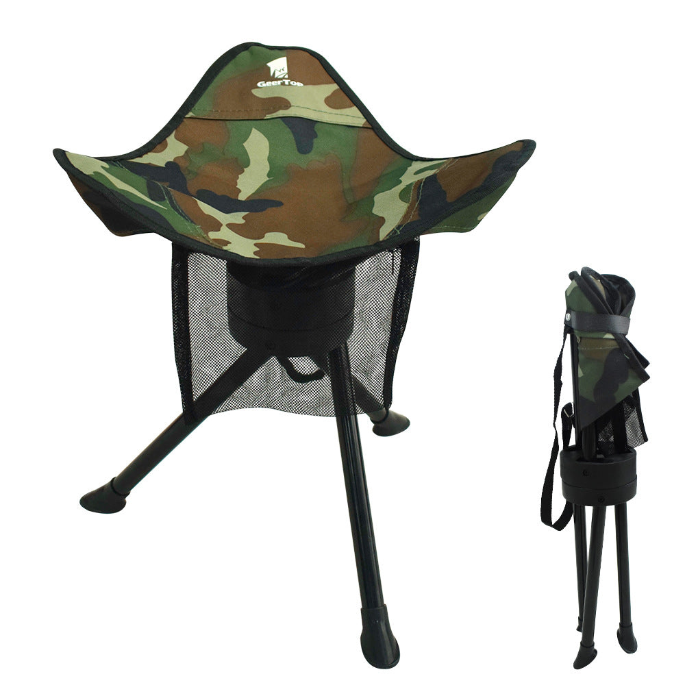 Outdoor Folding Chair Picnic Leisure Rotating Tripod Chair Fishing Portable Thickened Camping Stool