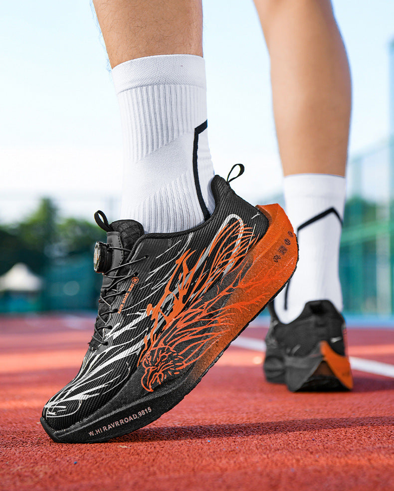 Casual Luminous Double Mesh Thickened Rotating Buckle Sports Shoes Parent-Child Real Carbon Plate Soft Sole Rebound Lightweight Comfortable Running Shoes