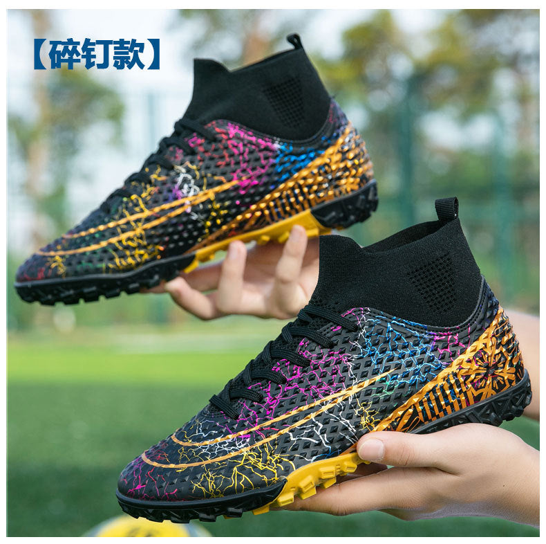 New high-top soccer shoes for men and women AG Spike TF Broken Nail Youth Student Grassland Competition Training Shoes