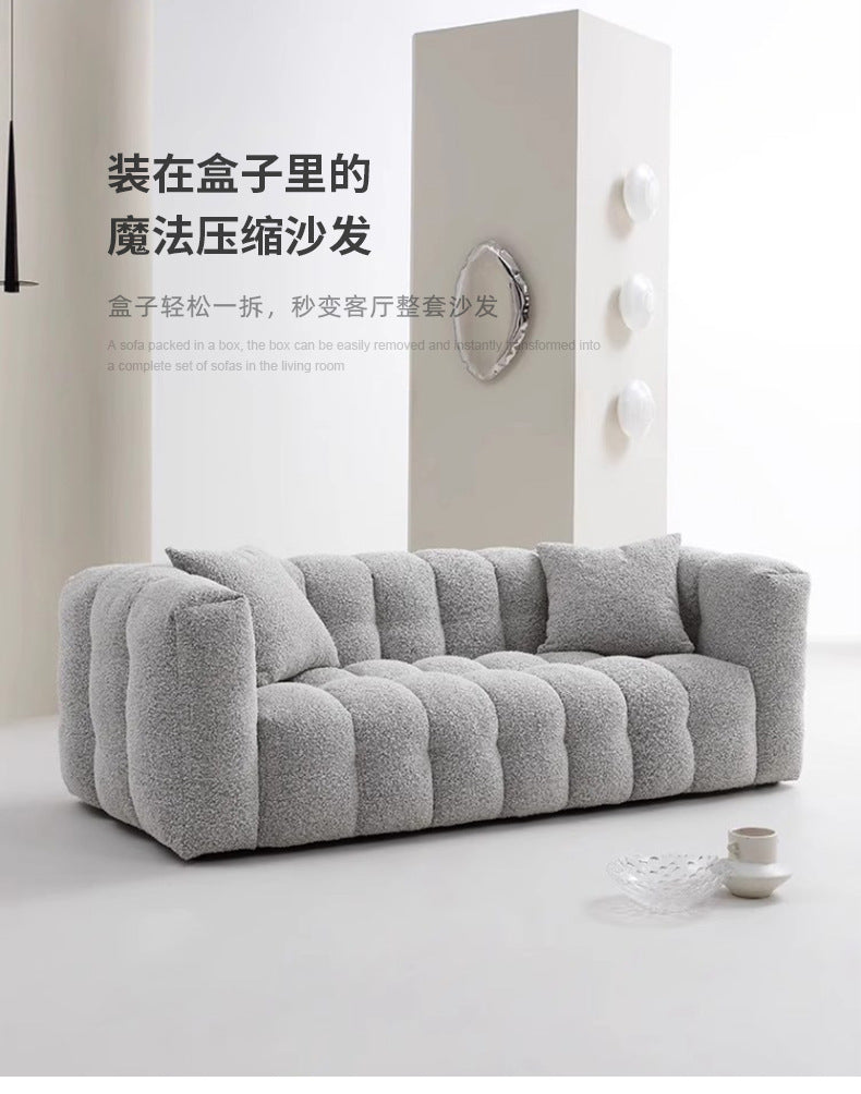 Wabi-Sabi Style Compression Sofa Fabric Sofa Teddy Lamb Wool Cream Series Marshmallow Sofa Shipping and tax not included