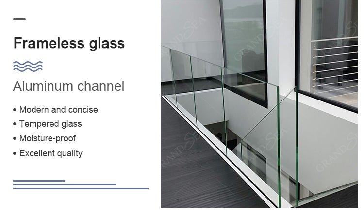 Modern clear Laminated Tempered Glass Balcony Railing Stainless Beautiful Designs