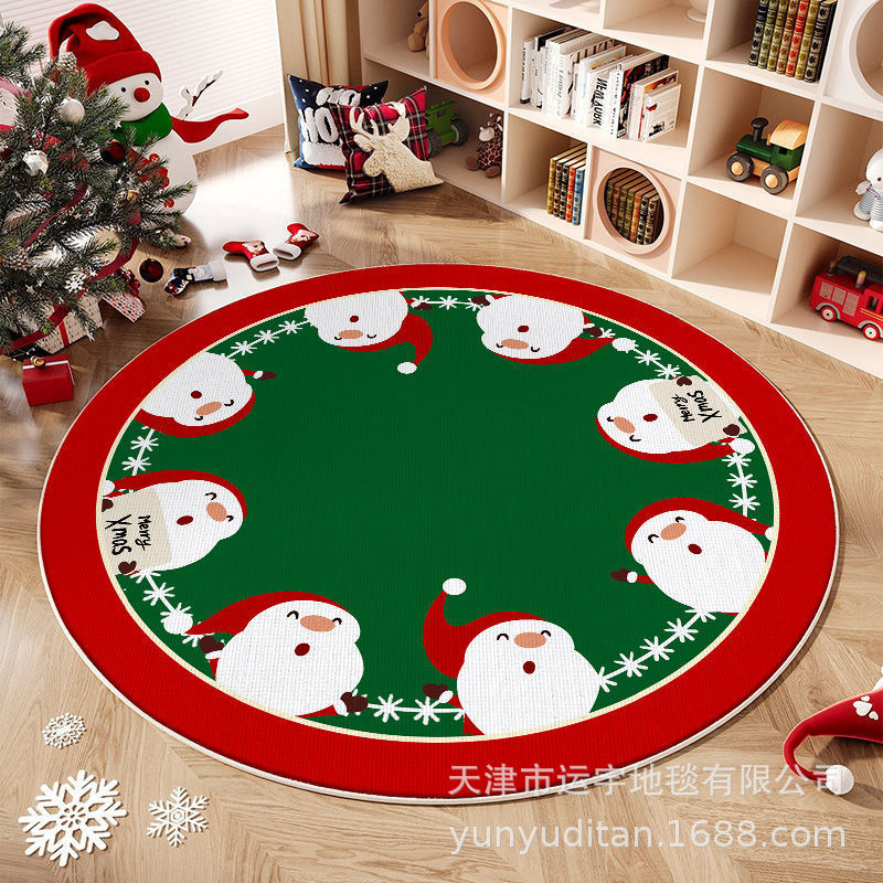 Christmas Carpet Round Living Room Mat Christmas Decoration Atmosphere Mat Christmas Tree Mat Labeling and Shipping