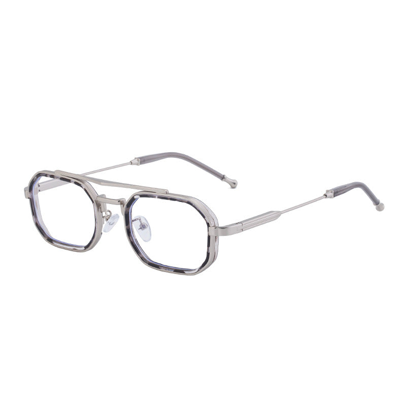 2025New Small Frame Glasses Men Double Beam retro Sunglasses Men's High Sense Full Frame Sunscreen Sunglasses shades