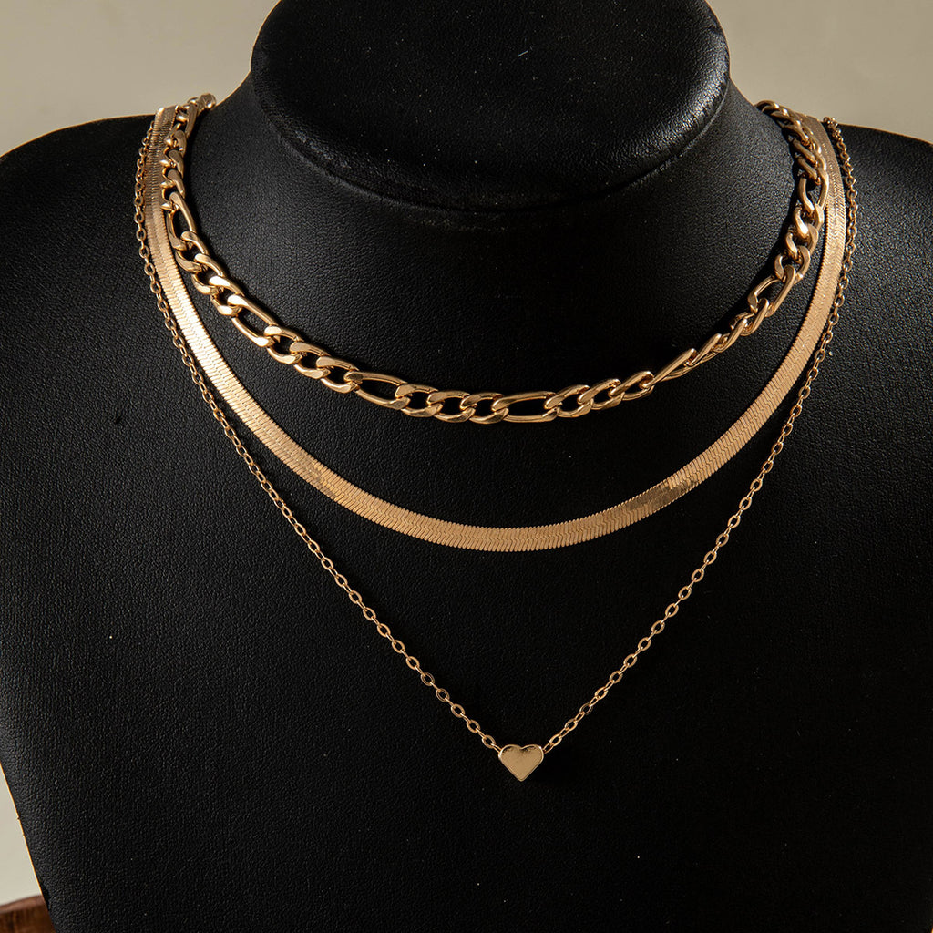 European and American Fashion Collarbone Chain Round Pendant Tassel Multi-layer Stacking Necklace Layered One-word Necklace3Set