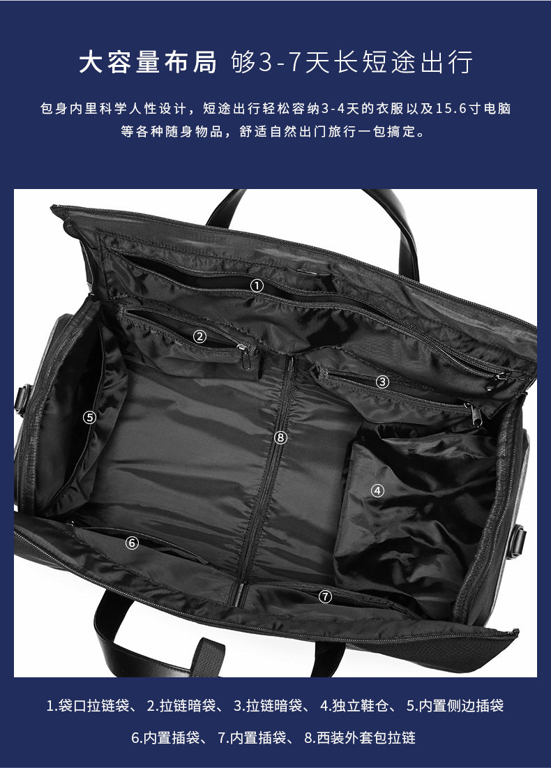 Men's Travel Bag Foldable Suit Gym Bag Large Capacity Multifunctional Waterproof Short Trip Handheld Shoulder Luggage Bag