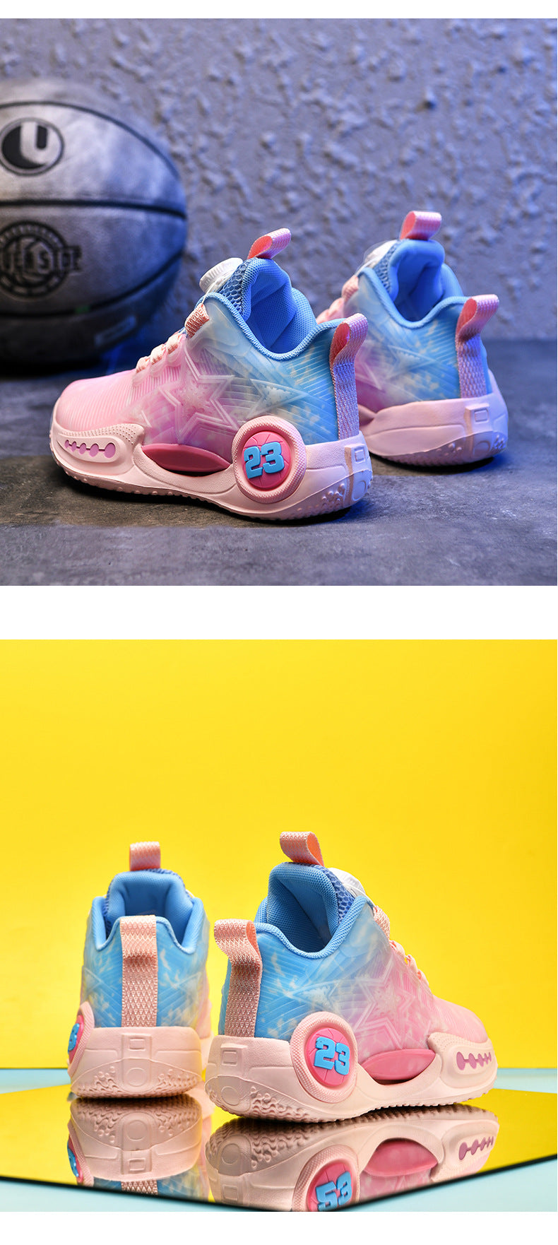 New Girls Light Elastic Damping Children's Shoes Boys Rotating Buckle Luminous fashion Casual Sports Children's Basketball Shoes