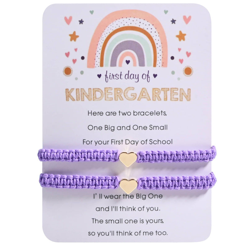 Back-to-School Season Handmade Woven Bracelet Kindergarten Back-to-School Adjustable Card Bracelet Parent-Child Love Woven Bracelet
