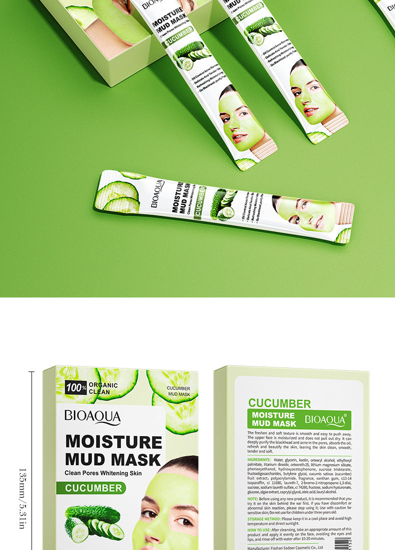 Cleansing Mask BIOAOUA Cucumber Pore Cleansing Smear-On Portable Mud Mask  Foreign Trade Wholesale
