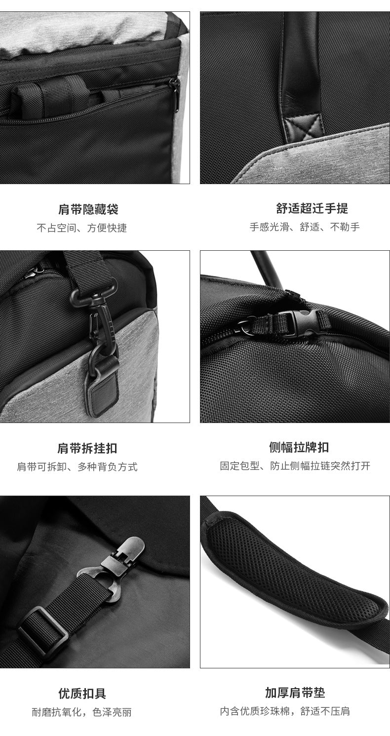 Men's Travel Bag Foldable Suit Gym Bag Large Capacity Multifunctional Waterproof Short Trip Handheld Shoulder Luggage Bag