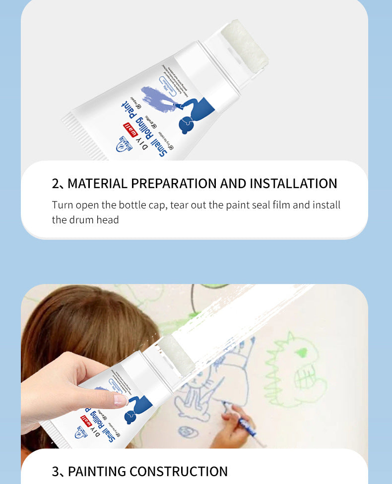 DIY Roller Paint Indoor Latex Paint Small Roller Brush Repair Paint Wall Repair Coating Small Roller Paint Water-Based