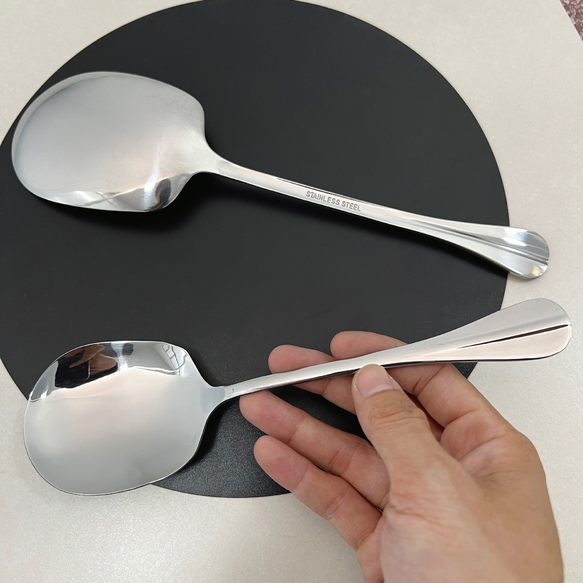 Hotel Stainless Steel Serving Spoon Restaurant Large Serving Spoon Soup Spoon Service Spoon Large Spoon Thickened Canteen Public Spoon