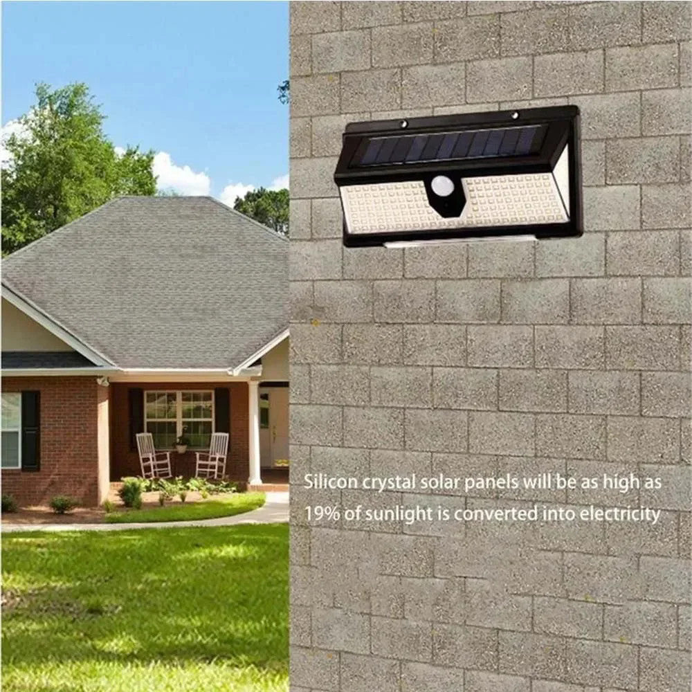 New solar light outdoor wall lamp190LED Human Body Sensor Garden Light Three-Sided Emitting Small Street Light with Colorful Lights