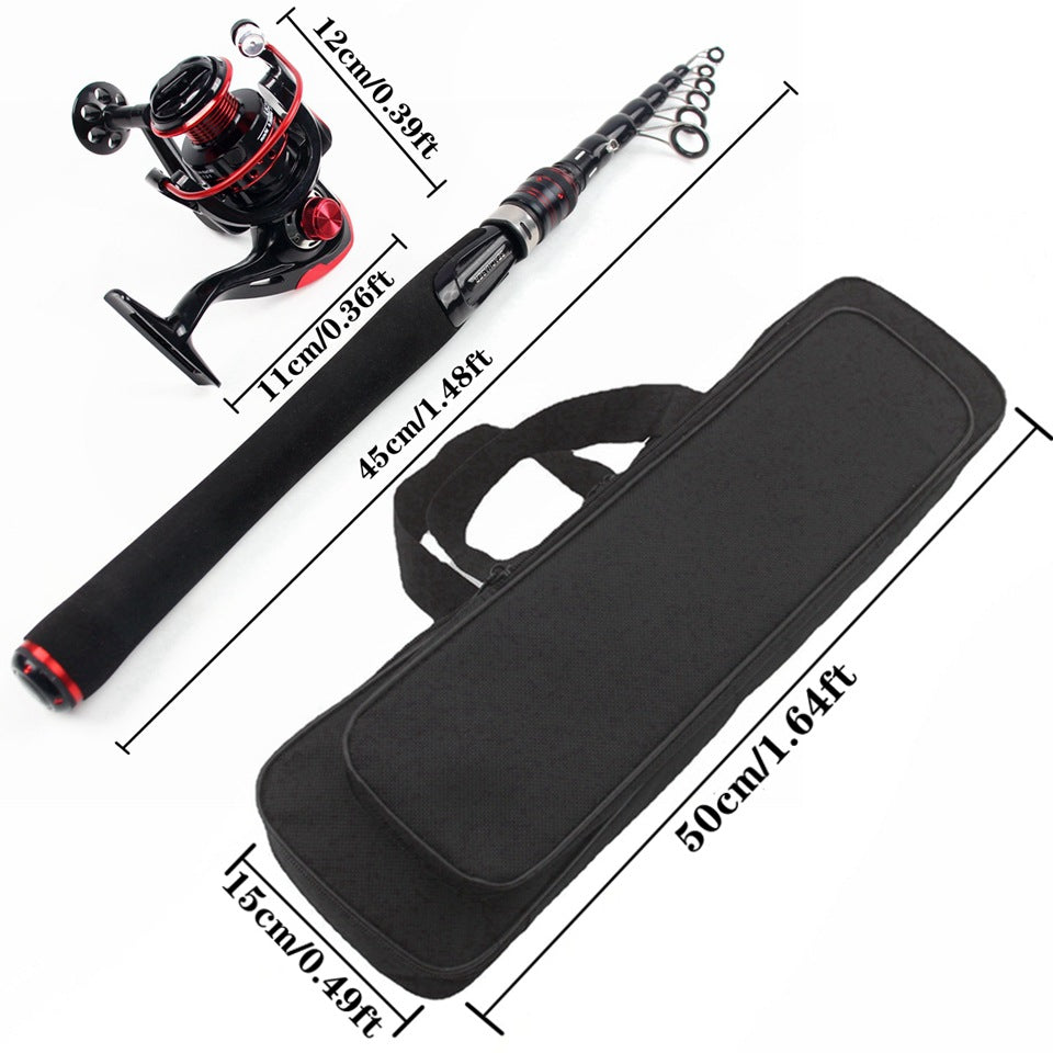 Ultra-short Portable Telescopic Lure Rod Carbon Short Sea Rod Retractable45Centimeter Fishing Gear Manufacturer Wholesale Fishing Rods