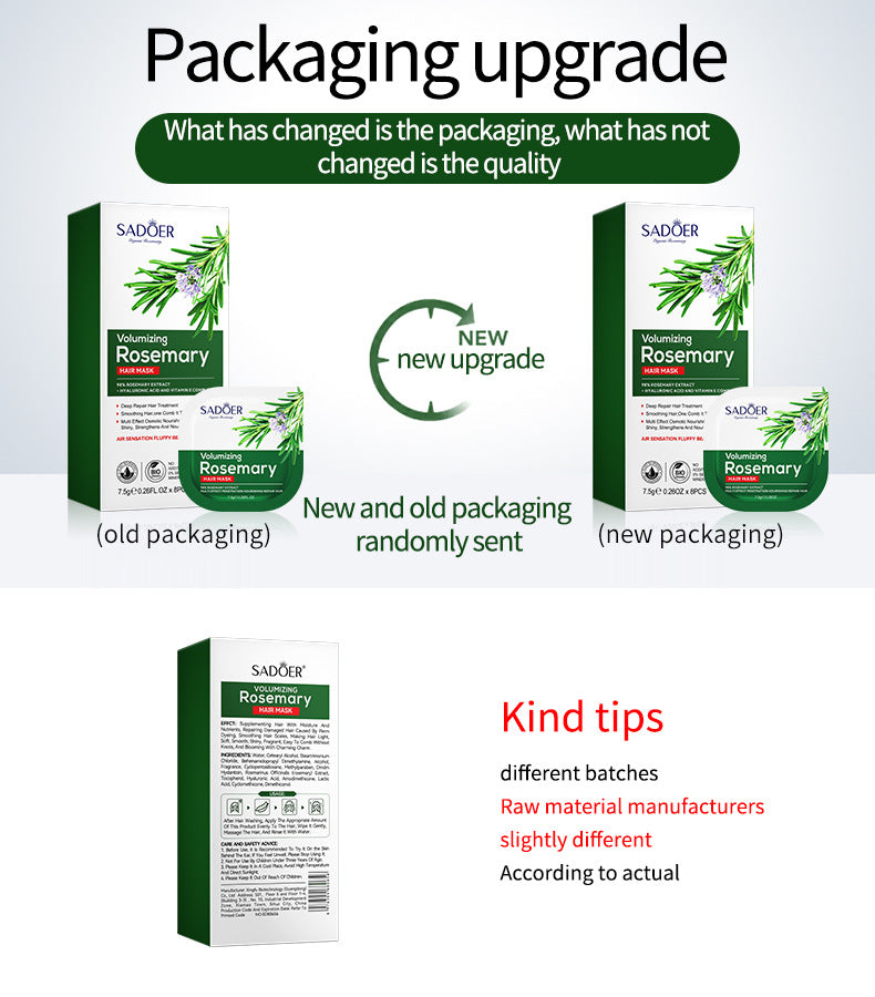 Full English Rosemary Hair Mask SADOER Little Pudding Frizz and Split Ends Smoothing Conditioner Wholesale