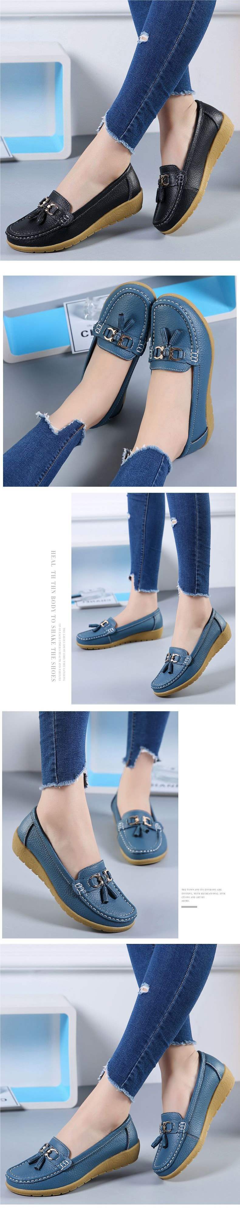 Women's Shoes Flat Soft Sole Thick Sole Loafers Thickened Nurse Shoes Rubber Sole Wedge Slip-On Women's Shoes