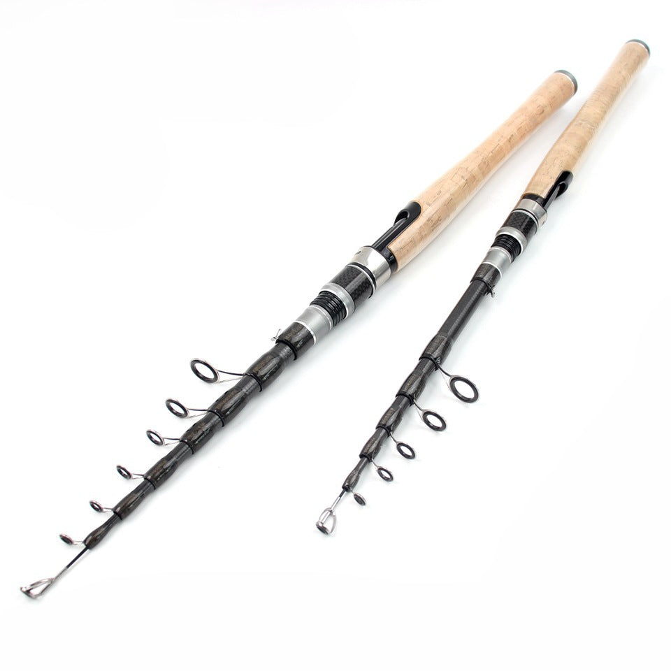 Wooden Handle Portable Sea Rod Set Retractable Lure Rod Fishing Gear with Hair Band Single Rod Manufacturer Wholesale
