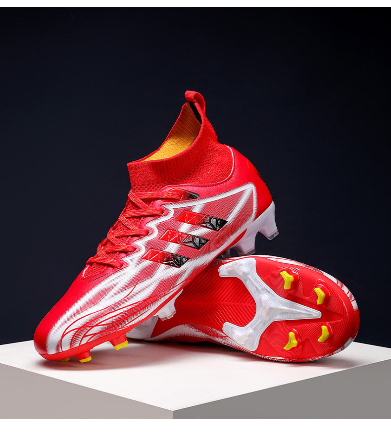 New high-top soccer shoes for men and women AG Spike TF Broken Nail Youth Student Grassland Competition Training Shoes