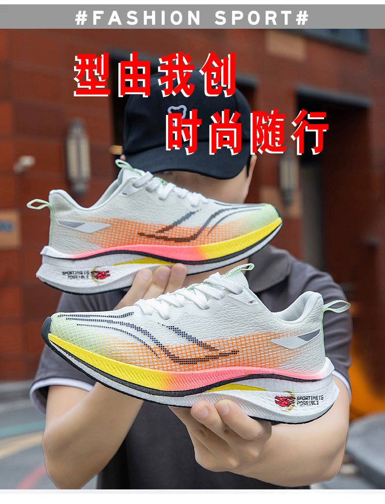 Red Rabbit7pro Breathable Mesh Popcorn Carbon Plate Running Shoes Men and Women Students Sports Sneakers Casual Jogging Shoes