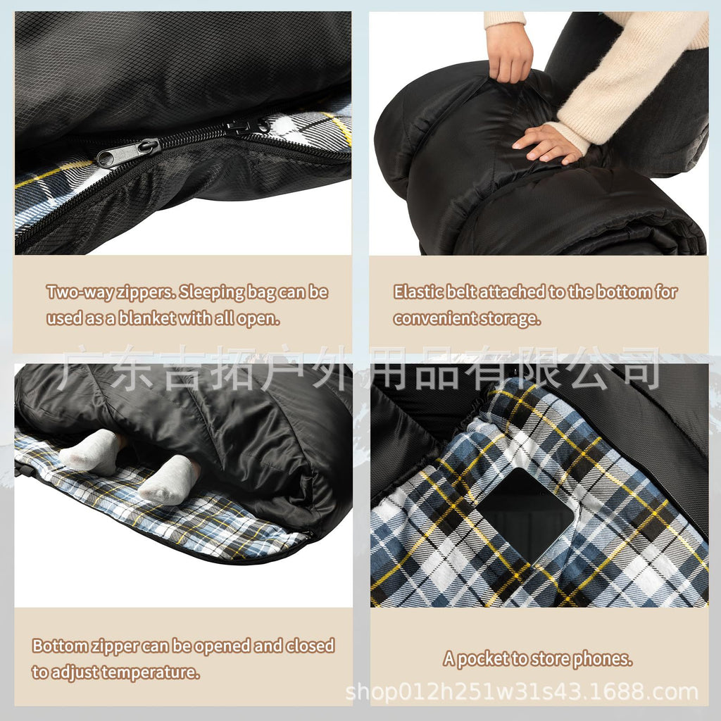 New Winter Sleeping Bag, Extra Wide and Thick, Warm Envelope Style Sleeping Bag for Outdoor Camping, Adult Quilt