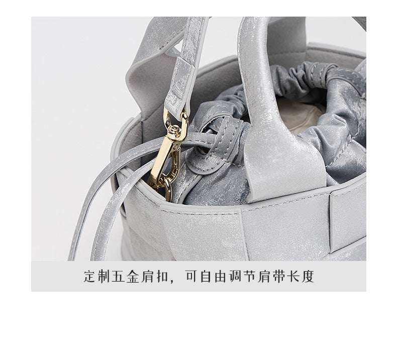 New Chinese Style Handmade Bucket Bag Woven Design Basket Handbag New Mini Crossbody Bag for Women
