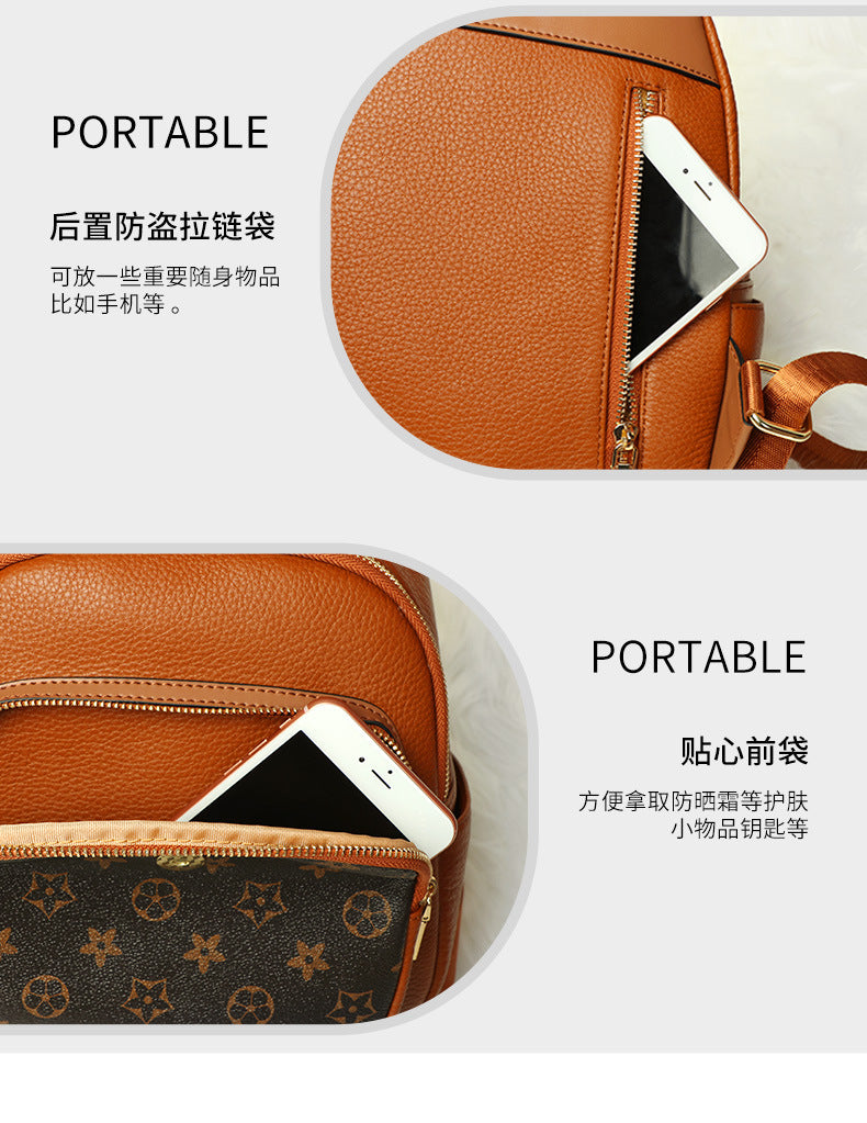 Backpack Top Layer Cowhide mini Fashionable Simple Large Capacity Crossbody Bag Casual Versatile Travel Small Backpack for Women