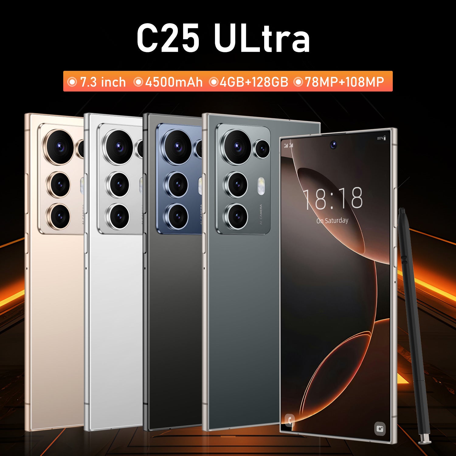 Exclusive Supply C25 Ultra Smartphone7.3Large Screen4+128Android Phone Source Factory AliExpress