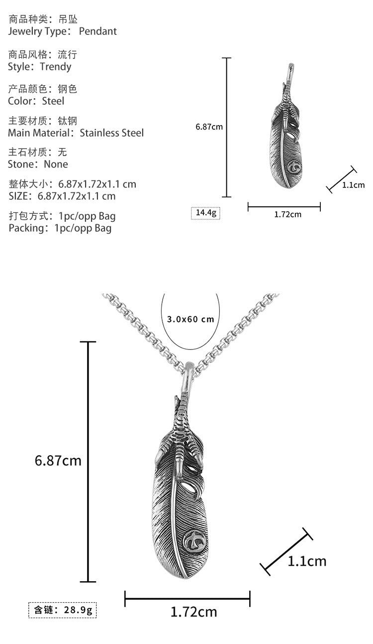 European and American Retro Men's Stainless Steel Pendant Trendy Men's Domineering Steel Pendant Takao Goro Big Claw Pendant