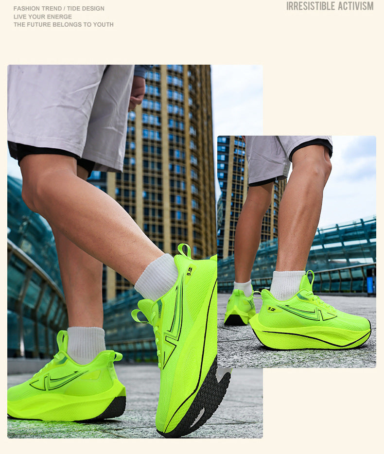 New Marathon Racing Anti-Slip Wear-Resistant Running Shoes Couple Popcorn Carbon Plate Cushioning Rebound Soft Sole Sports Shoes