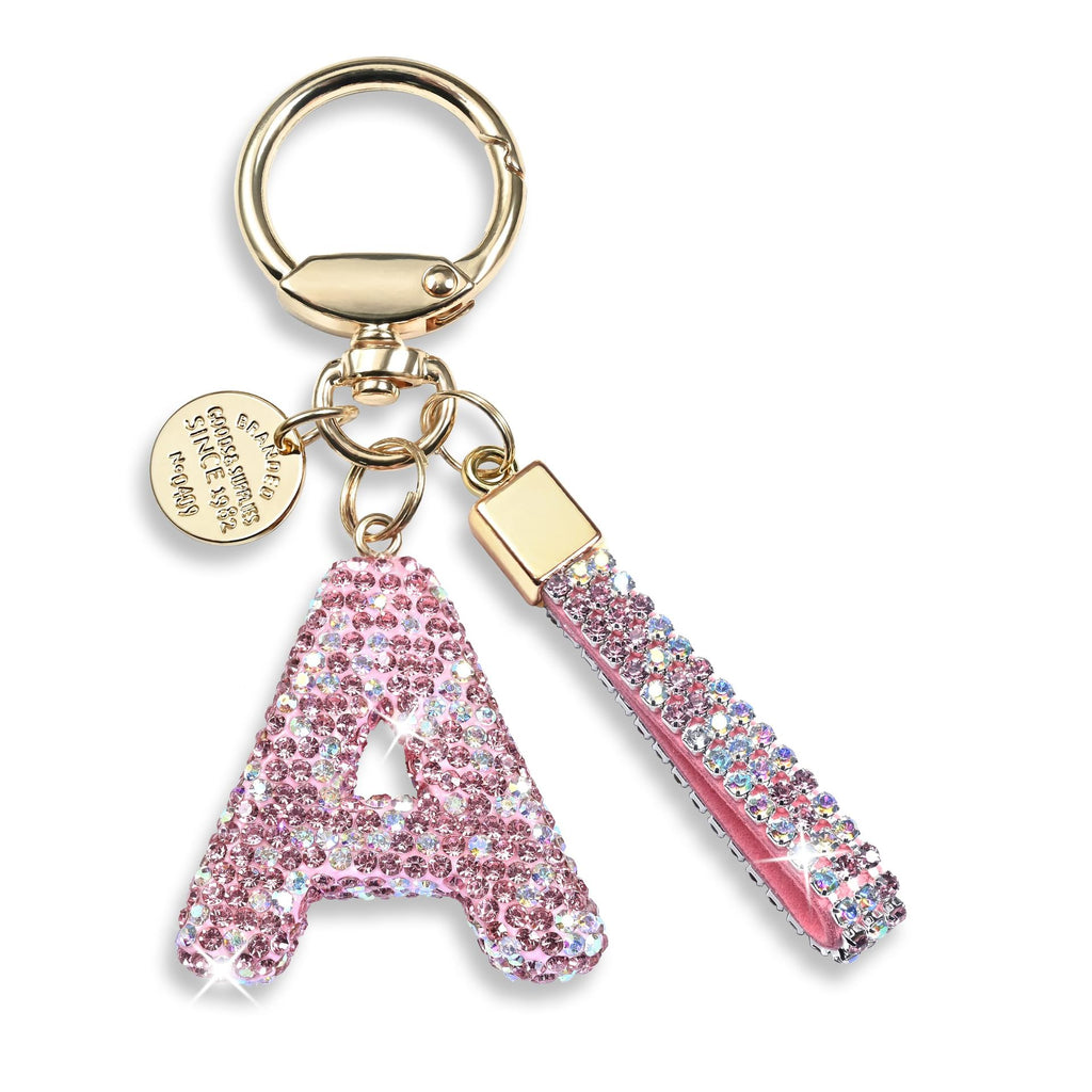 Inlaid Diamond Letter Keychain High-end Gift Pendant for Women Shiny Letter Pendant Wristband Phone Chain Keychain