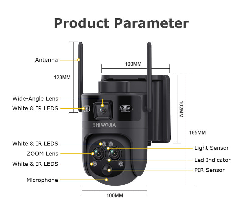 Exclusive Supply3Lens Hybrid Zoom15Double Waterproof Solar Camera6MP High Definition Wireless Multi-Zone
