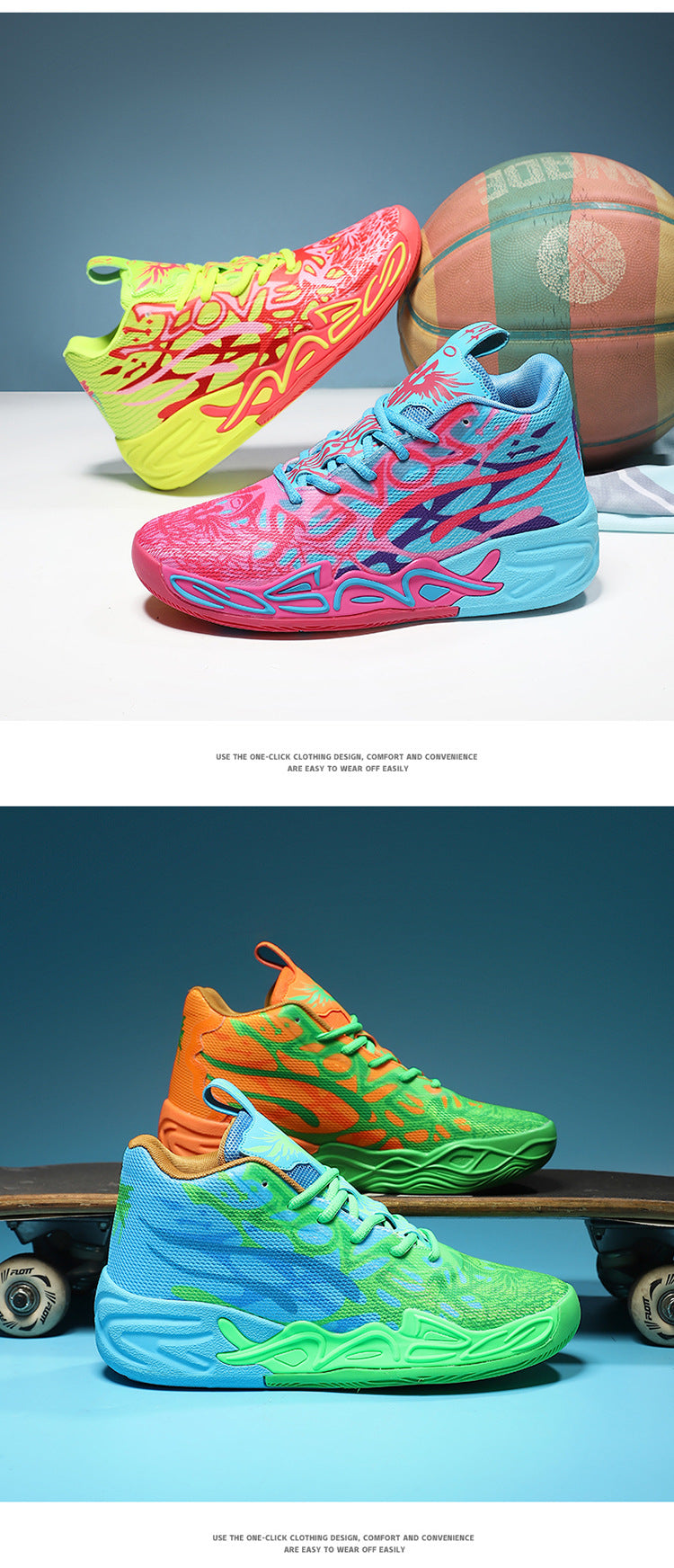 Fashion Trend Basketball Shoes New Youth Mandarin Duck Mesh Breathable Sports Shoes High-Top Training Boots