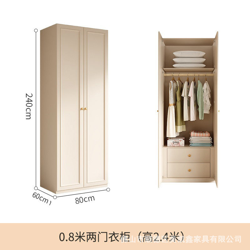French Cream Style Wardrobe Small Apartment Home Cabinet Modern Simple Bedroom Full-Height Storage Cabinet Light Luxury Large Wardrobe