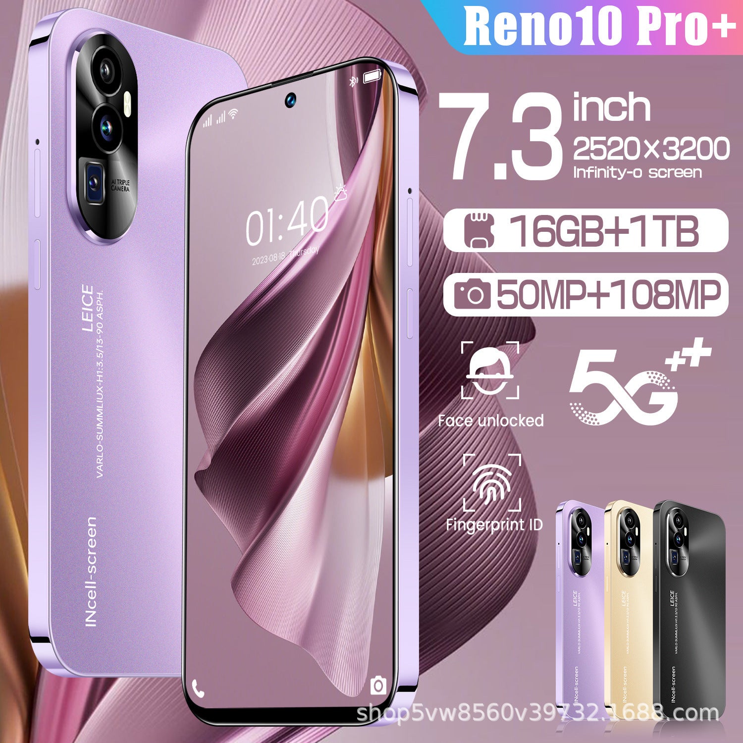 New Hot-Selling Item Reno10 Pro Android Intelligence5G Mobile Phone16+1TB Source Factory Direct Sales