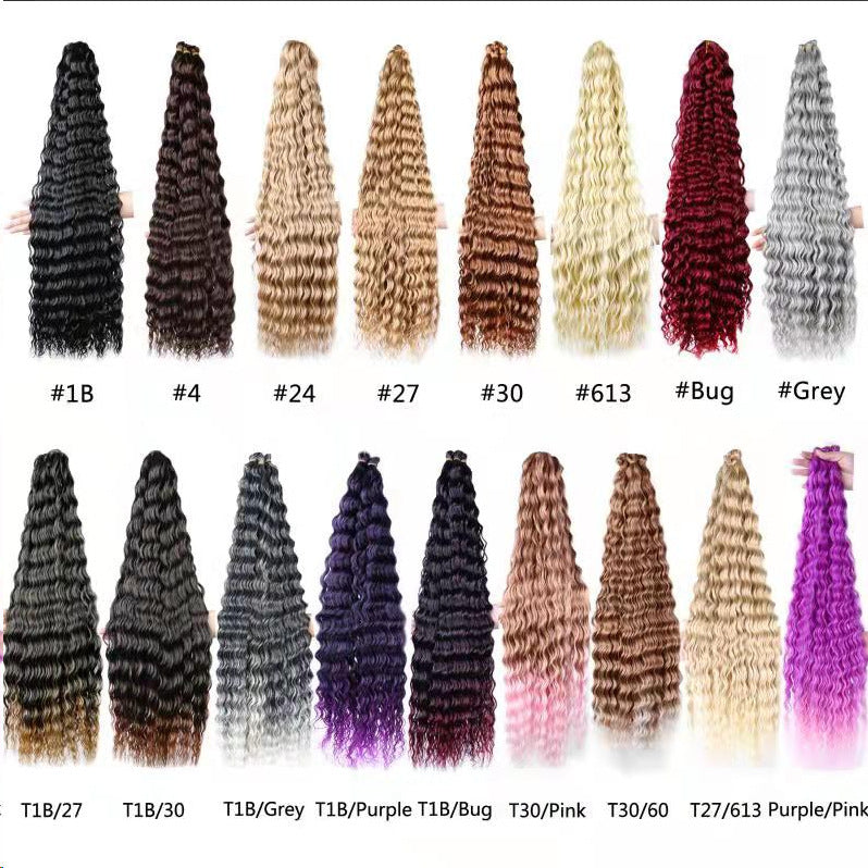 European and American Cross-Border African Synthetic Hair Wig Crochet Hair Extensions Curly Hair Piece DeepWaterWaveHair Long Curly Hair