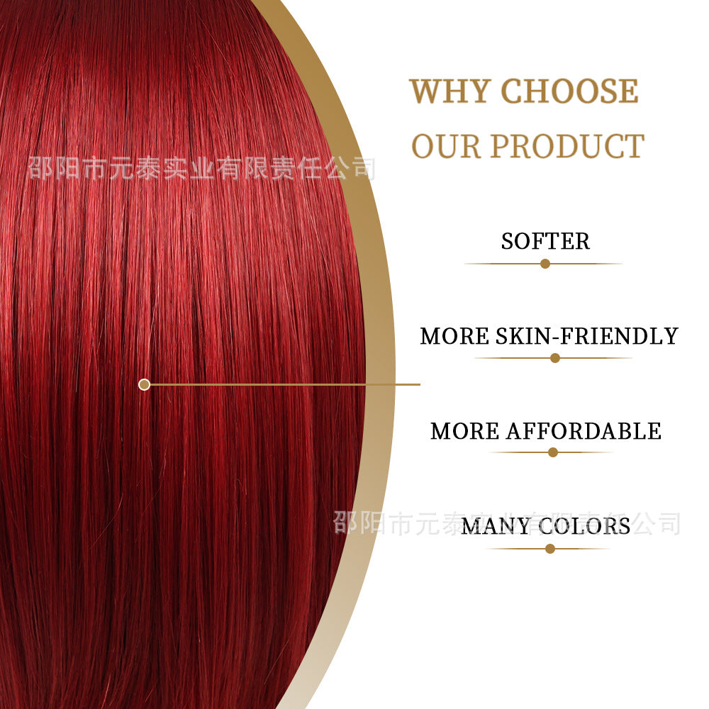 Air Bangs Medium Short Straight Hair BOBO Wig BUG Wig wigs Neck-Length European and American Style Wig African Wig