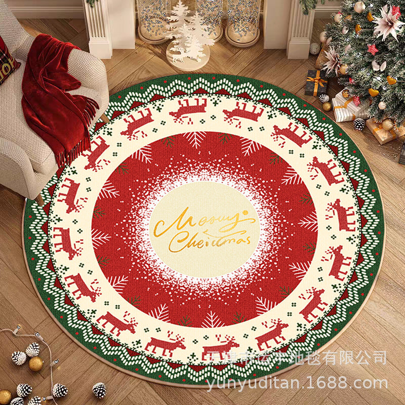 Christmas Carpet Round Living Room Mat Christmas Decoration Atmosphere Mat Christmas Tree Mat Labeling and Shipping