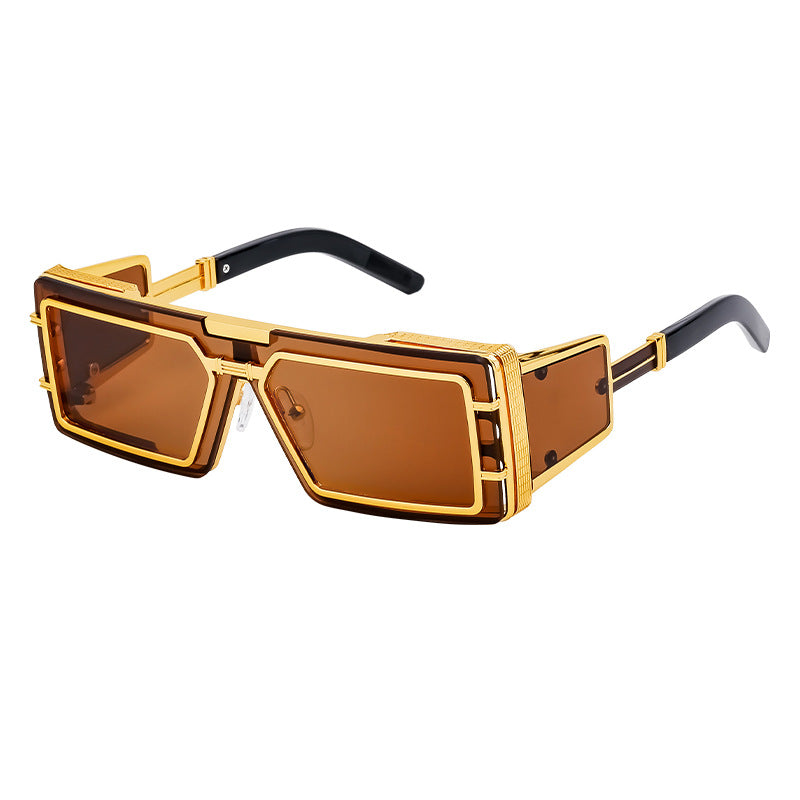 New Full Frame Glasses Men's Future Technology High-end Sense European and American fashion Square Frame Sunglasses Sunglasses shades