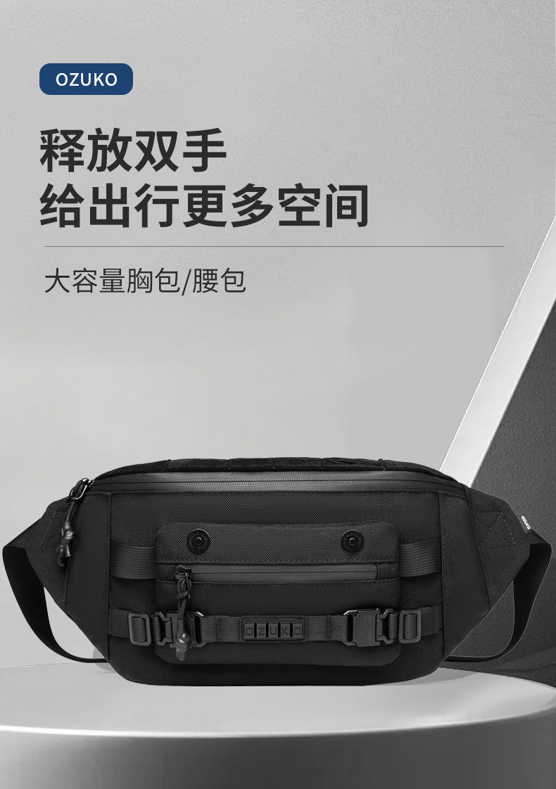 ozuko Tactical Waist Bag Functional Large Capacity Men's Shoulder Bag Outdoor Waterproof Bag Men's Crossbody Bag High-end Feel