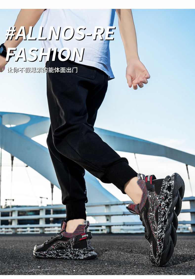 2025Foreign Trade Large Size Breathable Mesh National Trend Casual Sports Shoes with Ultra-light Sole and Height-increasing Fashion Dad Shoes