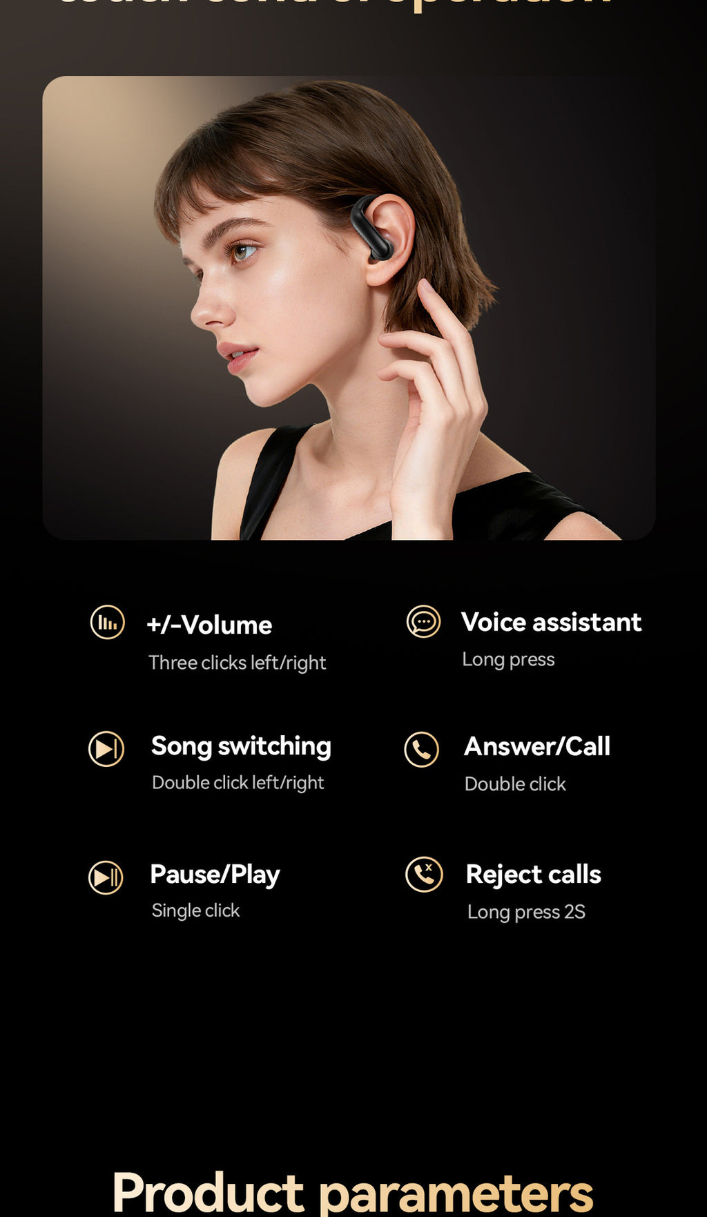 New M145Long Battery Life Ear-Hook and In-Ear Headphones Private Model Low Latency Wireless Bluetooth Earphones