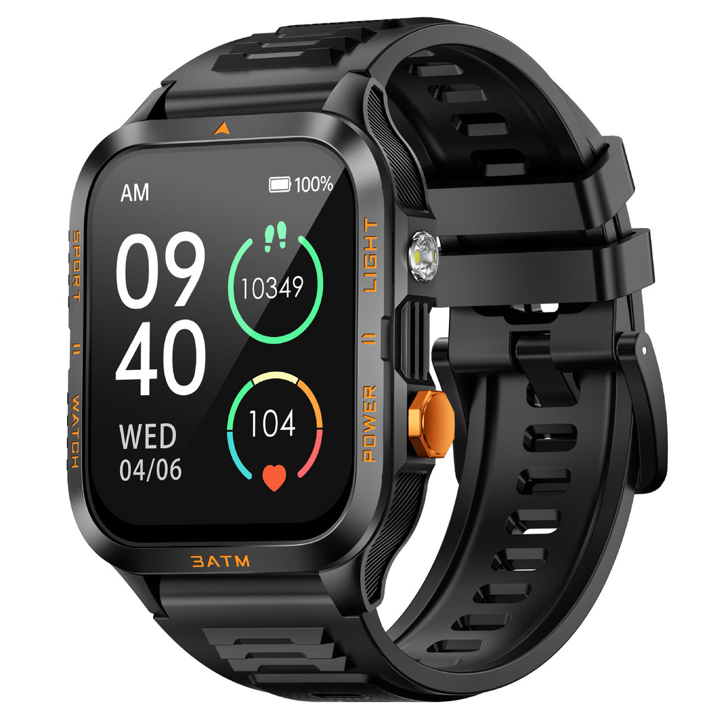 KT89Smart Watch Bluetooth Call True Heart Rate Step Sleep Flashlight Deep Waterproof Three-Proof Sports Reminder